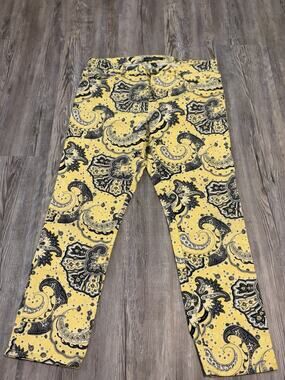 Lauren Ralph Lauren Pants Women’s Size 12 Yellow Paisley Print Stretch Loud